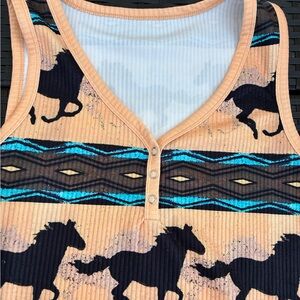 Sleeveless Top with Horse Print